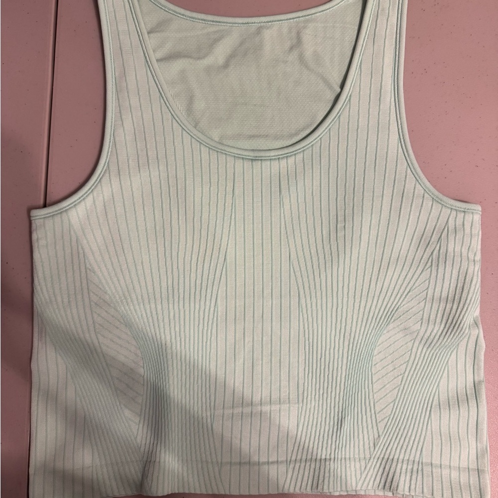 Lululemon Ebb To Street Cropped Tank Top Rib Map Wild Mint Ice Green 10 Like New View 3